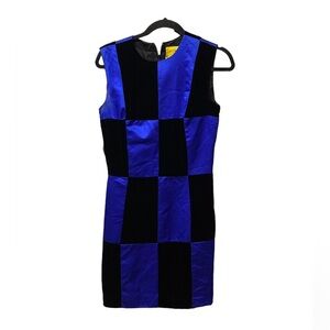 X BY CHRISTYNE FORTI  blue and black patchwork dress size 8 vintage